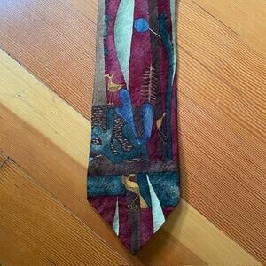 Tango Max Raab Necktie Tie Silk Bird Graffiti Abstract Multicolor USA 3.75x61